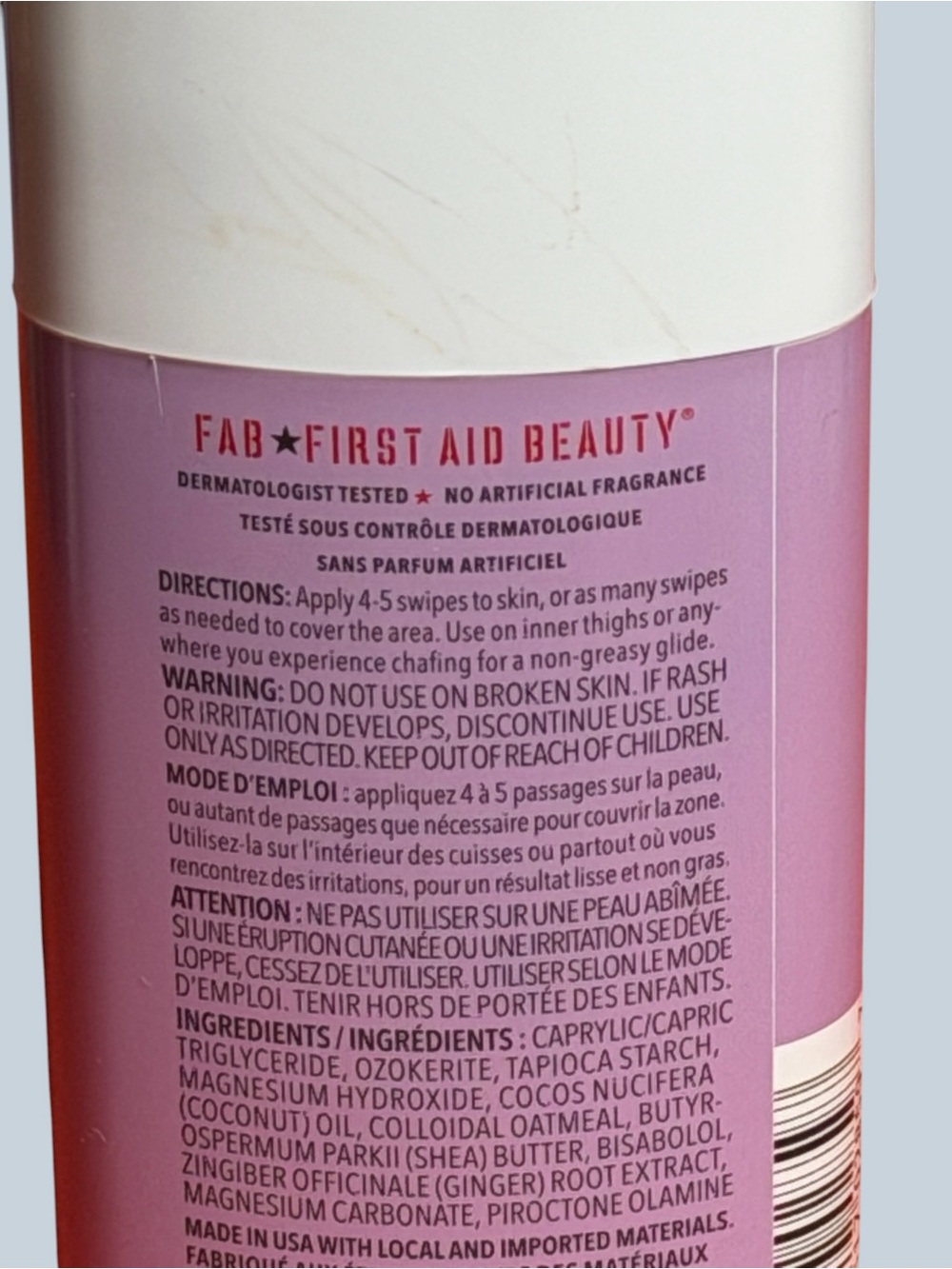 First Aid Beauty Anti-Chafe Stick - Pink and White Packaging 1.7 Oz. - Picture 4 of 6